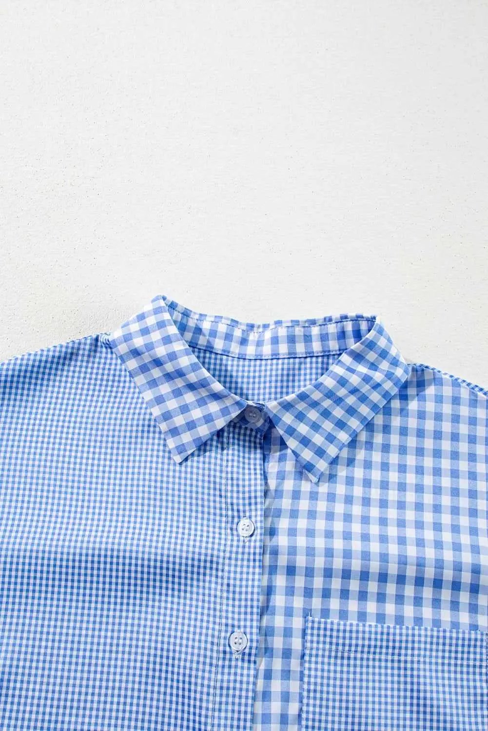 Sky blue plaid button-up shirt - Love Salve